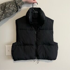 Cropped Black Puffer Vest